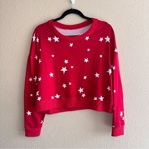 Hollister Gilly Hicks Women Red White Stars Long Sleeve Pajama Lounge Top Small